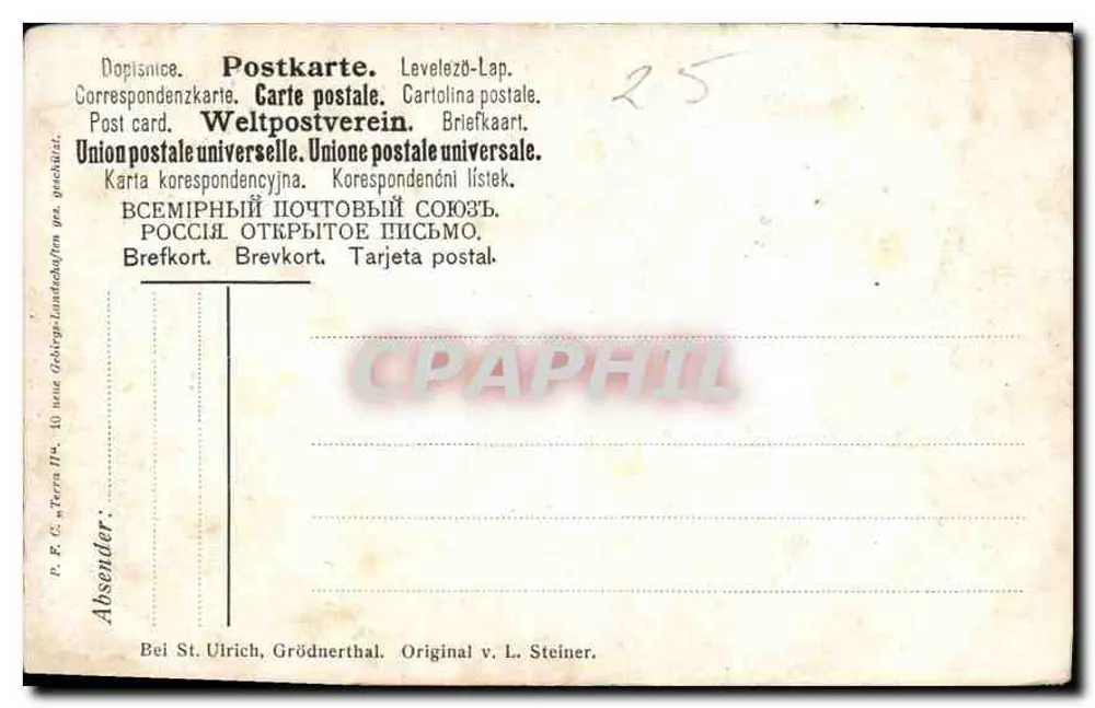Igreja de São Ulrich — Grödnertal — editor L. Steiner - Verso