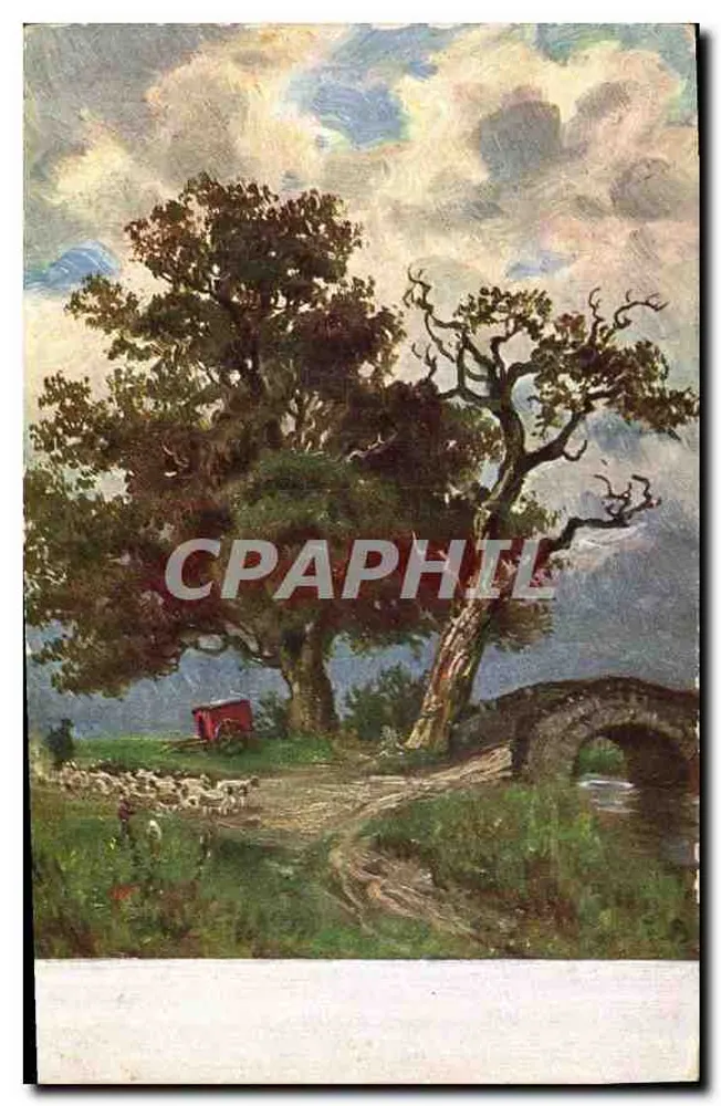 Paisagem com árvore e ponte — editor não visível — série não visível - Frente