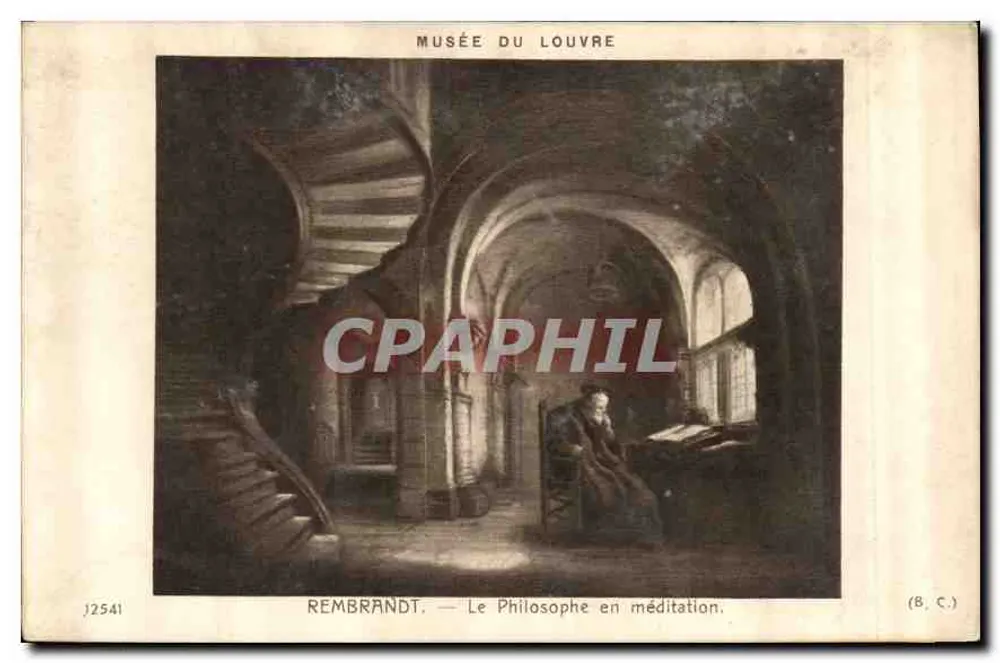 Musée du Louvre — Rembrandt, Le Philosophe en méditation — (B. C.) - Vorderseite