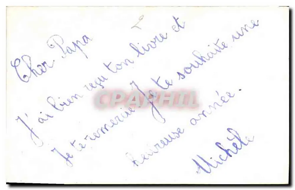 Paisagem invernal — aldeia nevada com ponte de pedra — texto 'Bom Ano' — editor desconhecido - Verso