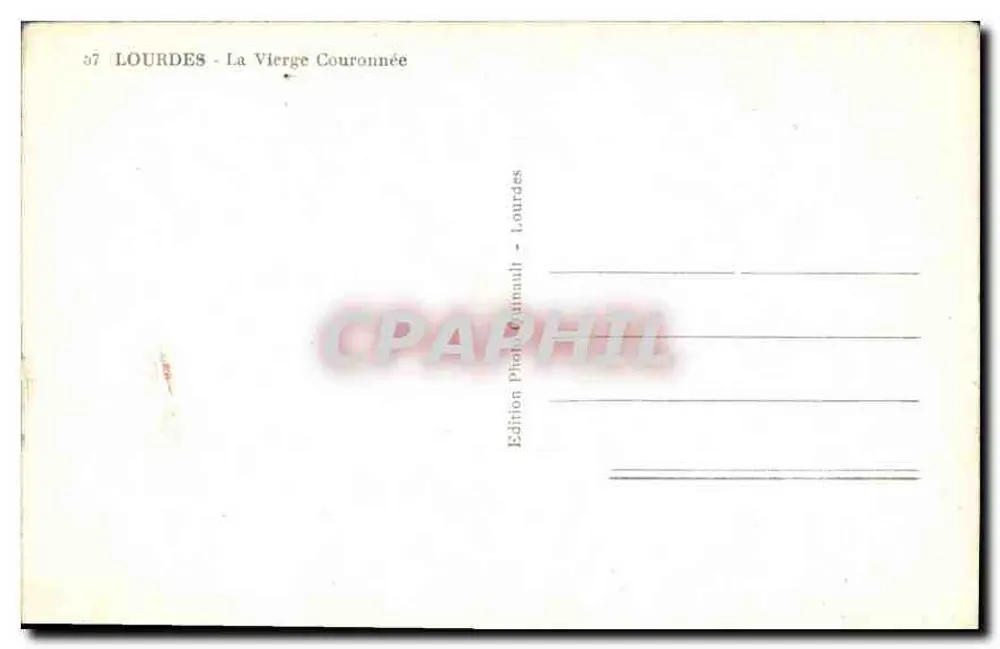 Lourdes - De Kroonende Heilige Maagd — Uitgave Photo Quimault, n° 57 - Achterkant