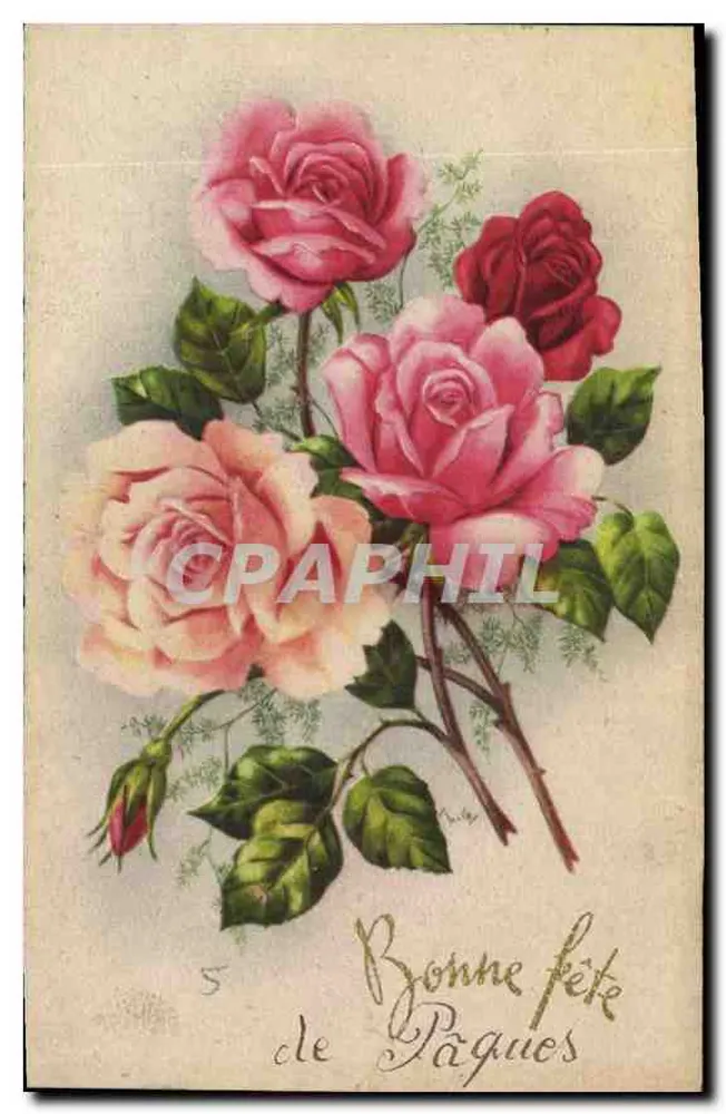 Arranjo de rosas — Boa Páscoa — editor não visível - Frente