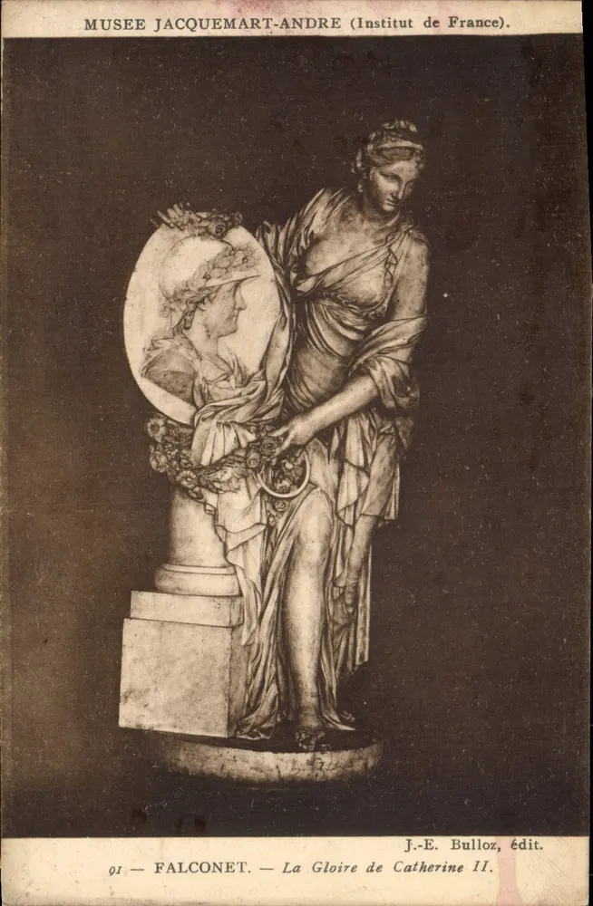 Estátua de A Glória de Caterina II — Falconet — Museu Jacquemart-André (Instituto da França) — J.-E. Bulloz, editor - Frente