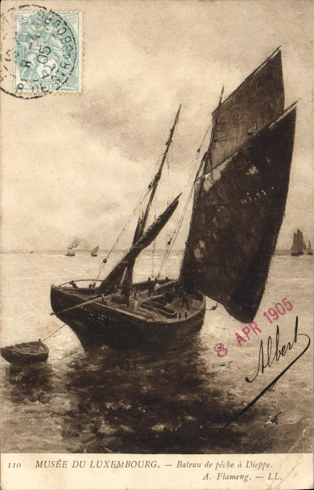 Fischboot in Dieppe — Musée du Luxembourg — A. Flameng — n°110 - Vorderseite