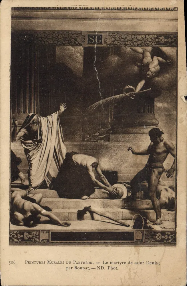 Wandmalereien des Panthéons — Das Martyrium des heiligen Denis; von Bonnat. — ND. Foto. - Vorderseite