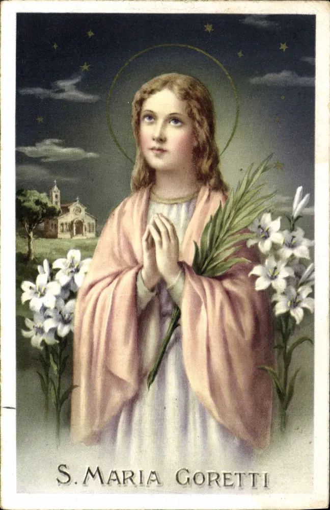 Santa Maria Goretti — ilustração religiosa — editor Seril Stelle, série 4100 - Frente