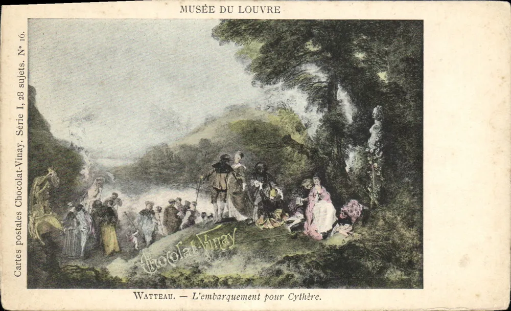 Die Abfahrt nach Kythera — Watteau — Musée du Louvre — Ansichtskarten-Serie I, Nr. 16 von Chocolat-Vinay - Vorderseite