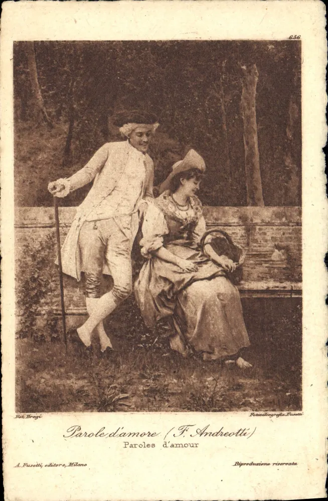 Parole d'amore (F. Andreotti) — reprodução reservada — A. Pusetti, editor, Milão, n° 656 - Frente