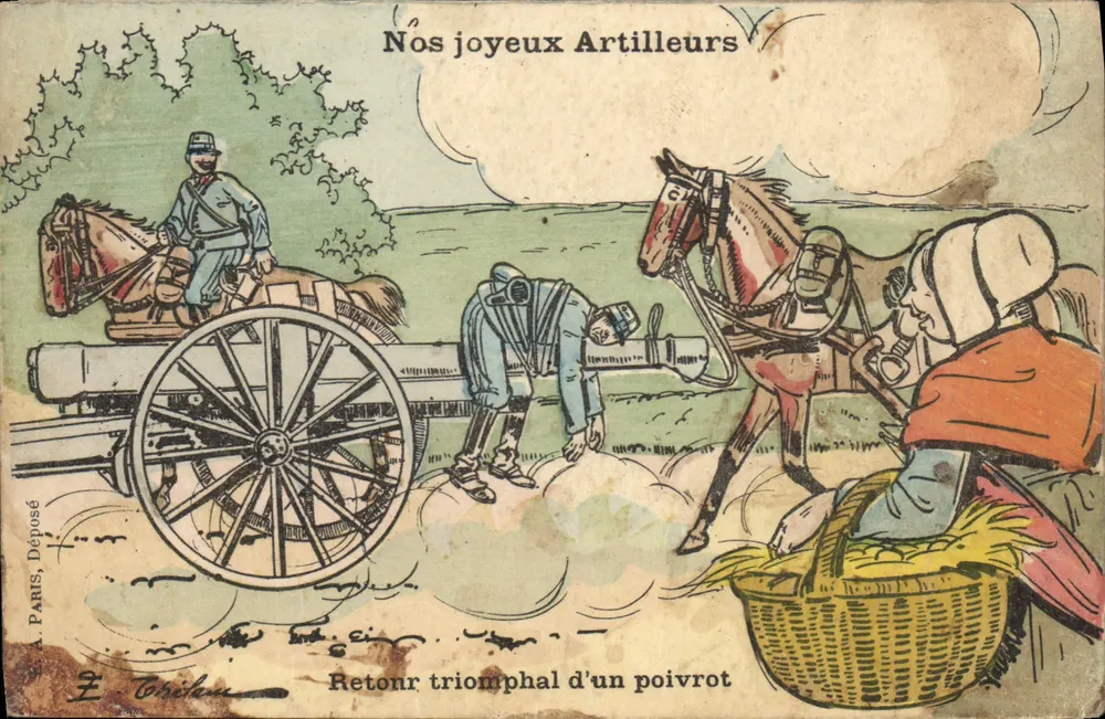 Unsere fröhlichen Artilleristen — Triumphaler Rückkehr eines Betrunkenen — E. Bardoux, Paris, Nr. 297 - Vorderseite
