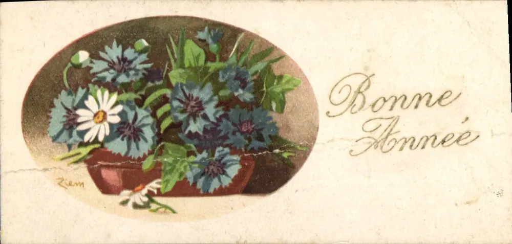 Bouquet de fleurs — composition florale dans un pot — éditeur Ziem - Frente