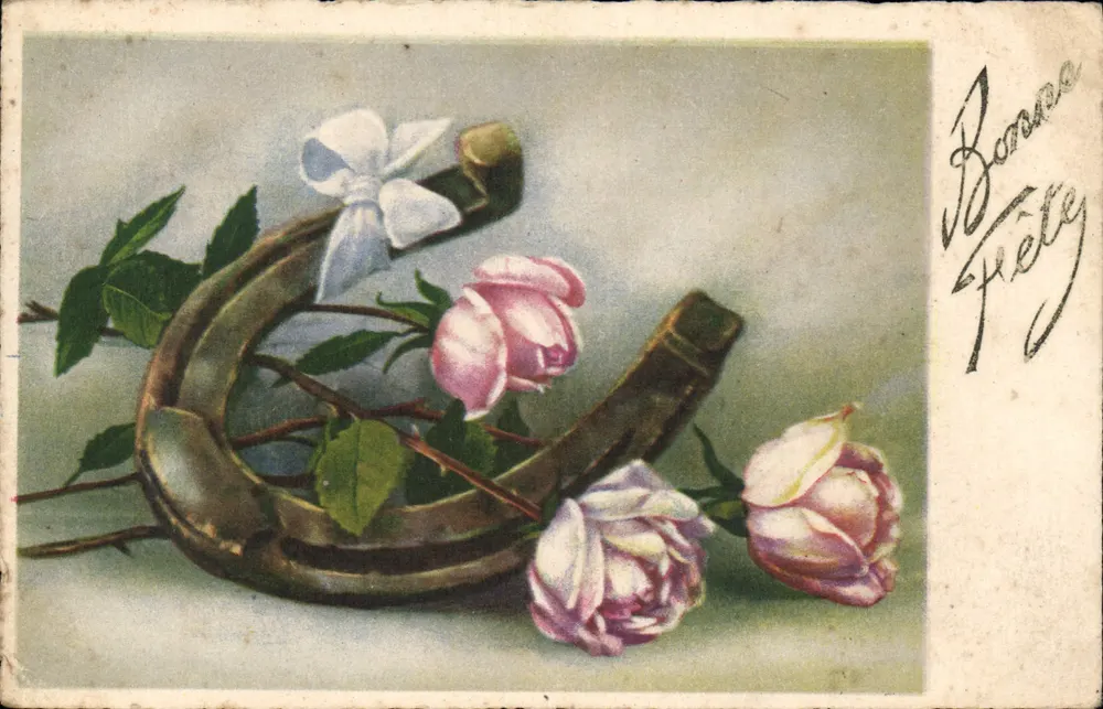 Calzado en forma de herradura y rosas — Feliz cumpleaños — Charme 801 - Anverso
