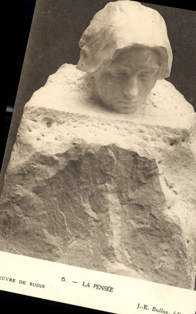 A Meditação — Escultura de Rodin — J.-E. Bulloz, editor - Frente