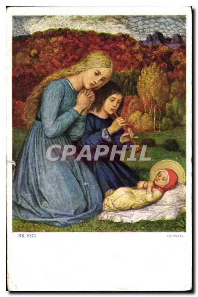 Cena religiosa — Santa Ana e a Virgem Menina — editor Schiestl, n° de série BK 6870 - Frente