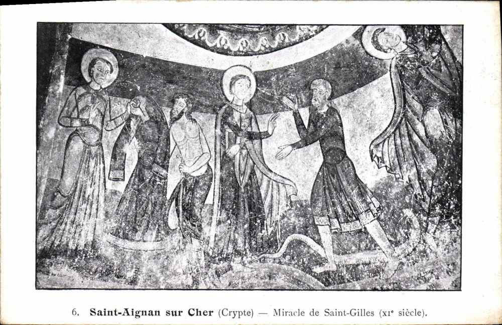 Saint-Aignan sur Cher — Cripta — Milagre de São Gil (século XI) - Frente