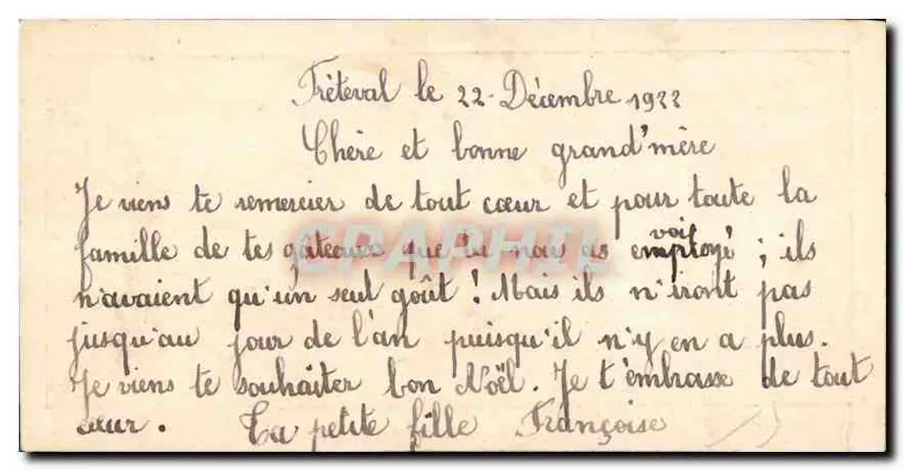 Natal — cena invernal — carta postal manuscrita - Verso