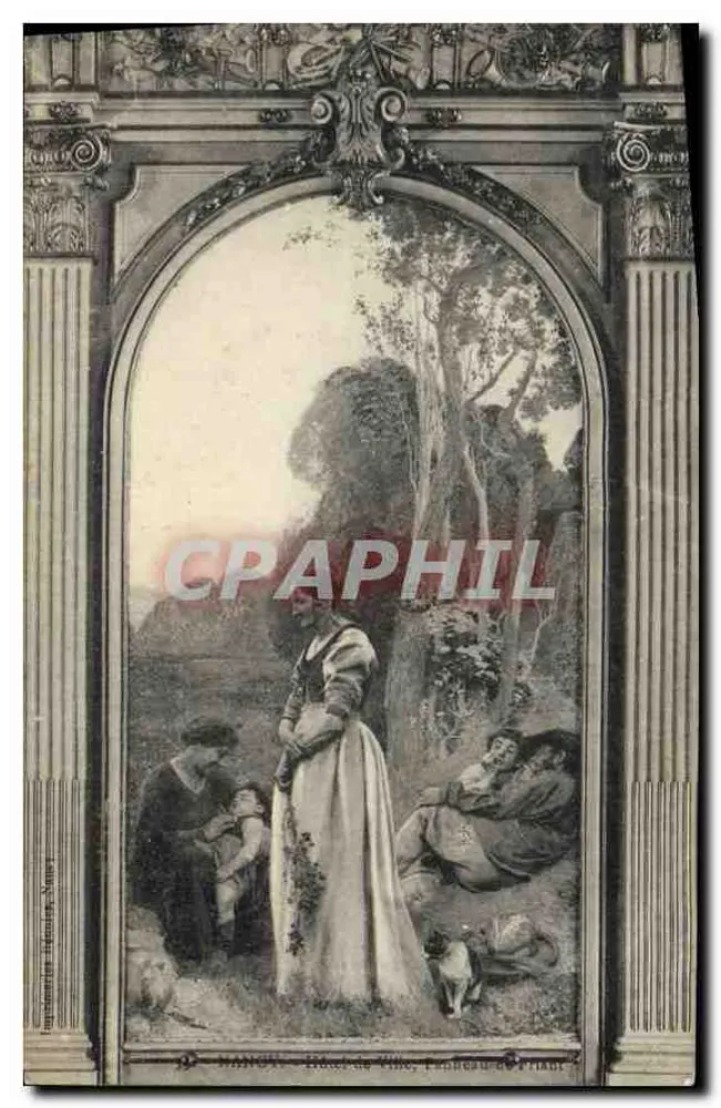 Mulheres e crianças em um cenário arquitetônico — gravura de H. Hébert — editada por H. Hébert, Paris - Frente