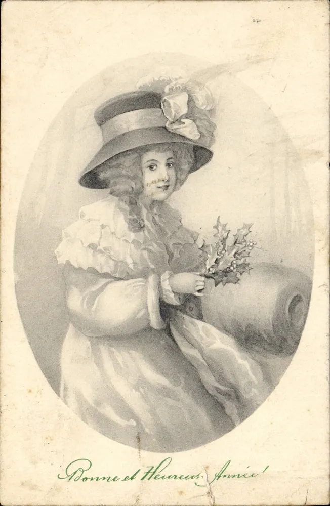Jeune fille en chapeau à ruban — illustration gravée — éditeur 'Serie 530' (verso) - Vorderseite