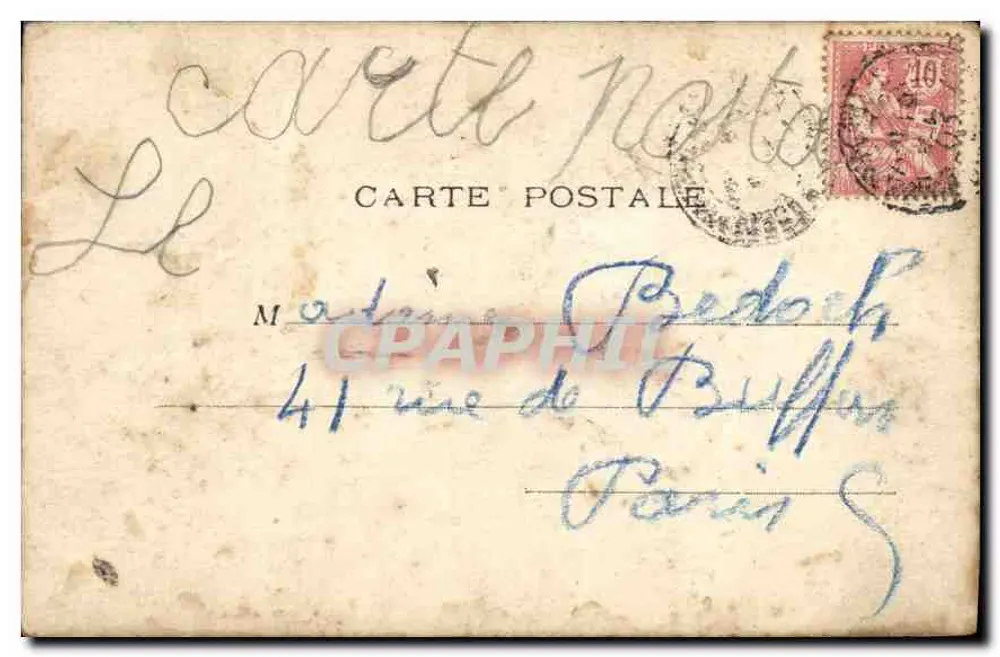 Criança em traje militar — detalhes da roupa e chapéu — J.M. PARIS - Verso