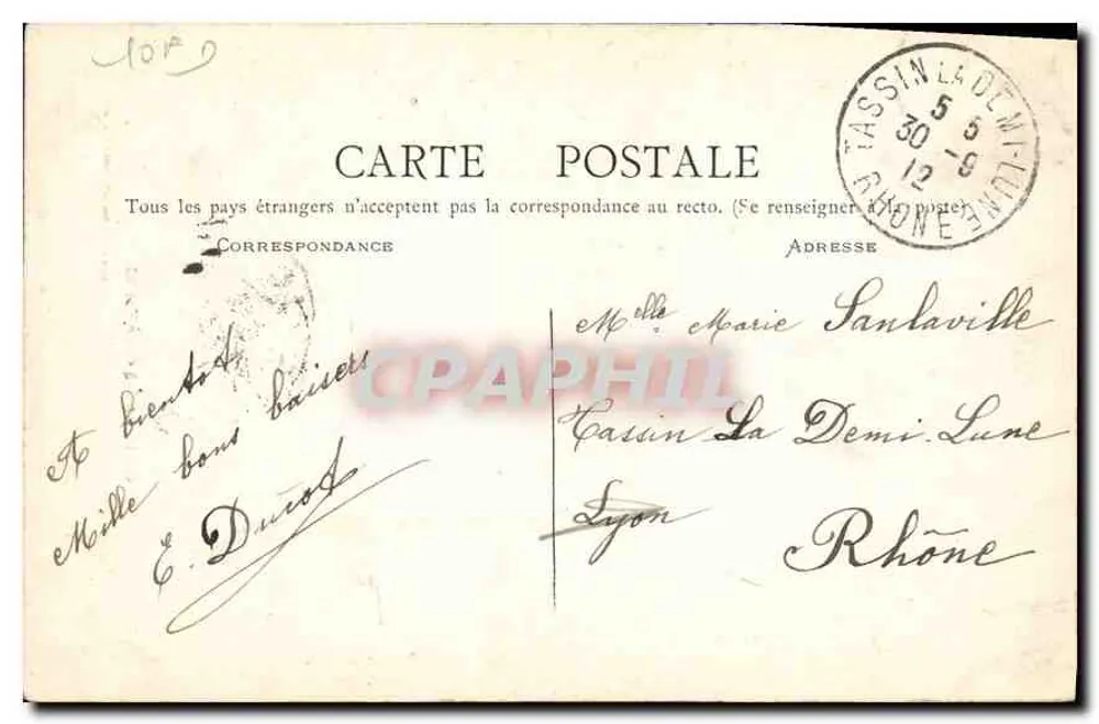 Julia de Lamartine — retrato de criança com cachorro — Lémonon-Ducoté édi. Mâcon - Verso