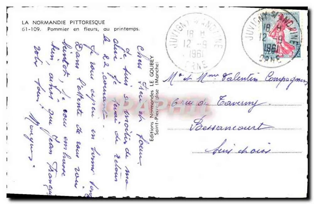 Die pittoreske Normandie — 61-109. Blühender Apfelbaum, im Frühling — Éditions Nermardes (Marche) - Rückseite