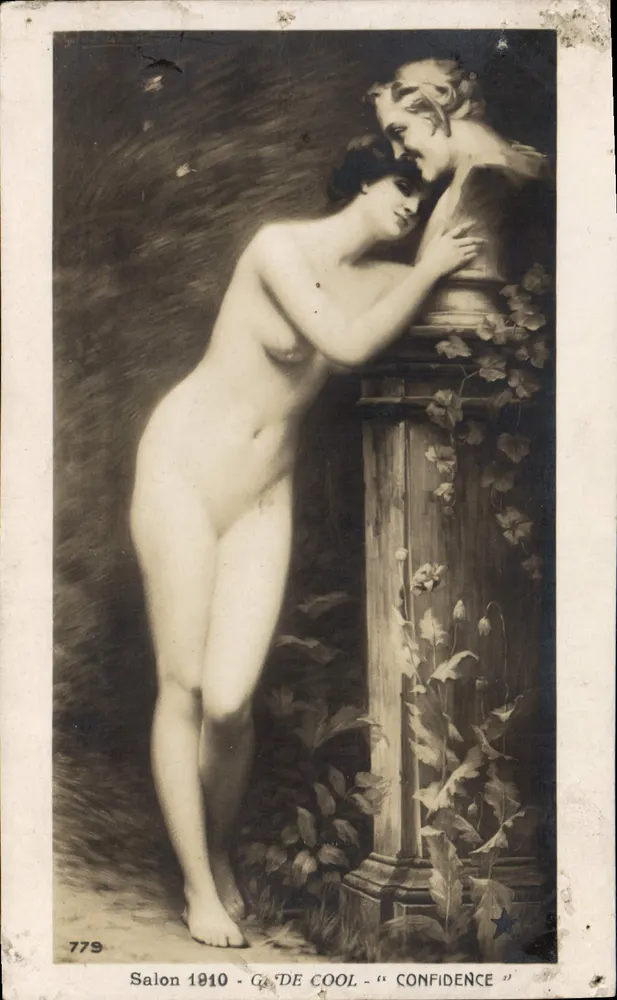 Nu apoiado em coluna — Salão 1910 — G. DE COOL — 'CONFIDENCE' — n°779 - Frente