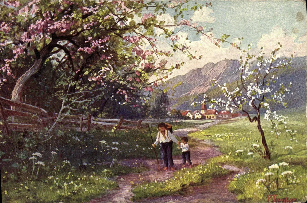 Cena de primavera com um adulto e uma criança — Editora G. L. Gzaphil, série 227 - Frente
