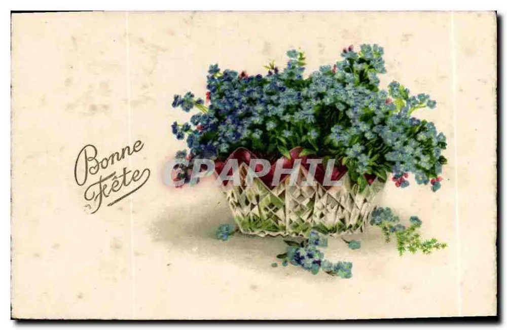 Bouquet de fleurs bleues — Bonne Fête — J. Pauletty, n°1800 - Awers