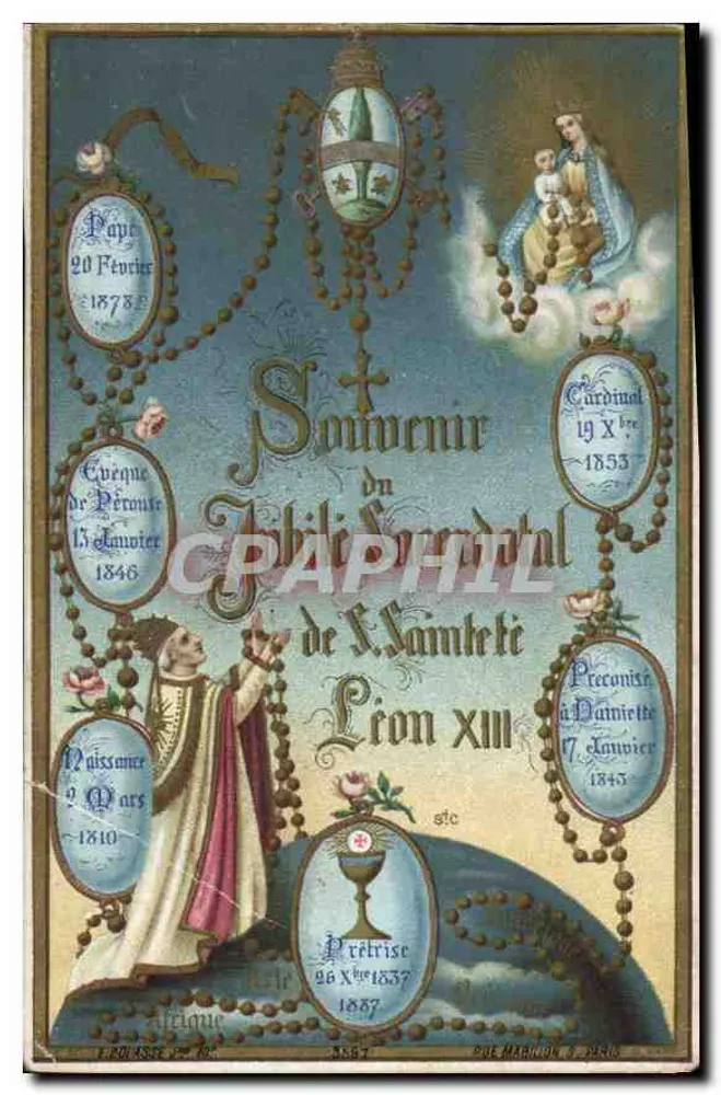 Priesterjubiläum Seiner Heiligkeit Papst Leo XIII — Verlag: E. Bouasse, 1. Rue Mabillon, Paris - Vorderseite