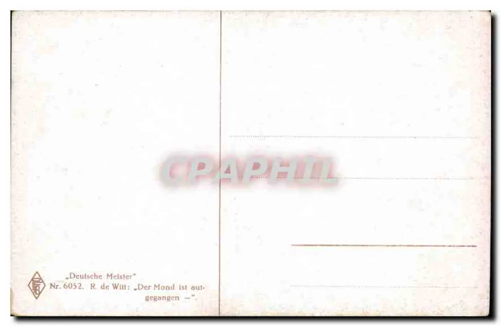 Casal em uma barca — pôr do sol — editor R. de Witt, n° 6052 - Verso