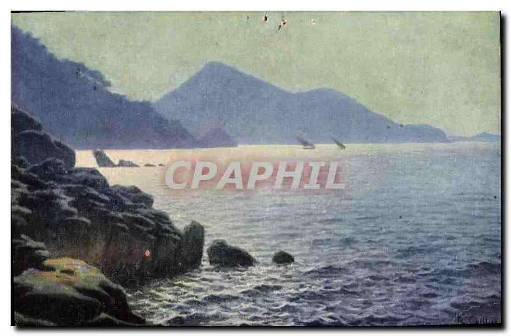 Vista da costa — montanhas no fundo — editor não identificável - Frente