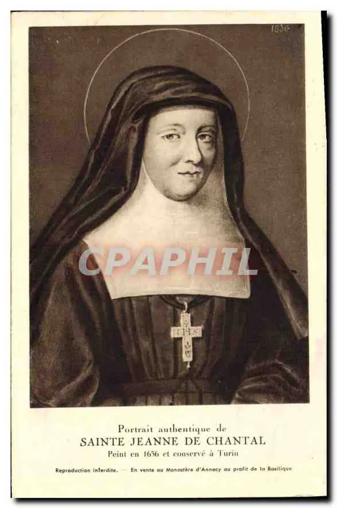 Santa Joana de Chantal — Retrato autêntico pintado em 1636 e conservado em Turim — Editor não visível - Frente