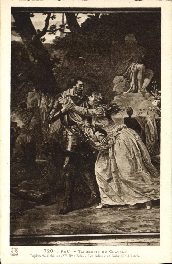 Les Adieux de Gabrielle d'Estrée — Tapisserie du Château — Pau — XVIIIe siècle - Recto