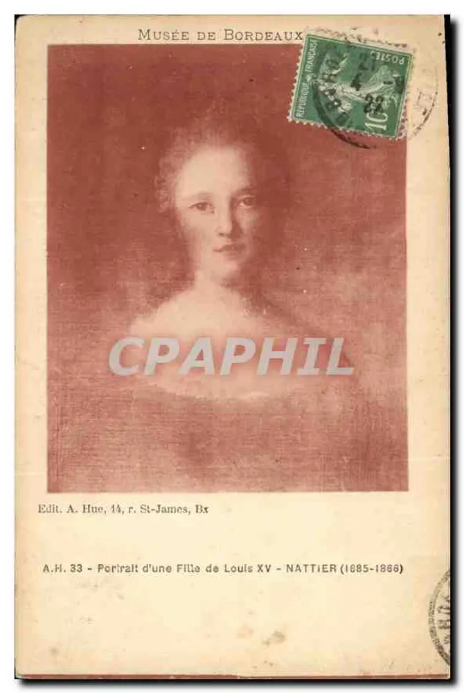 Porträt einer Tochter von Ludwig XV — Nattier (1885-1886) — Edit. A. Hue, 14, r. St-James, Bordeaux - Vorderseite