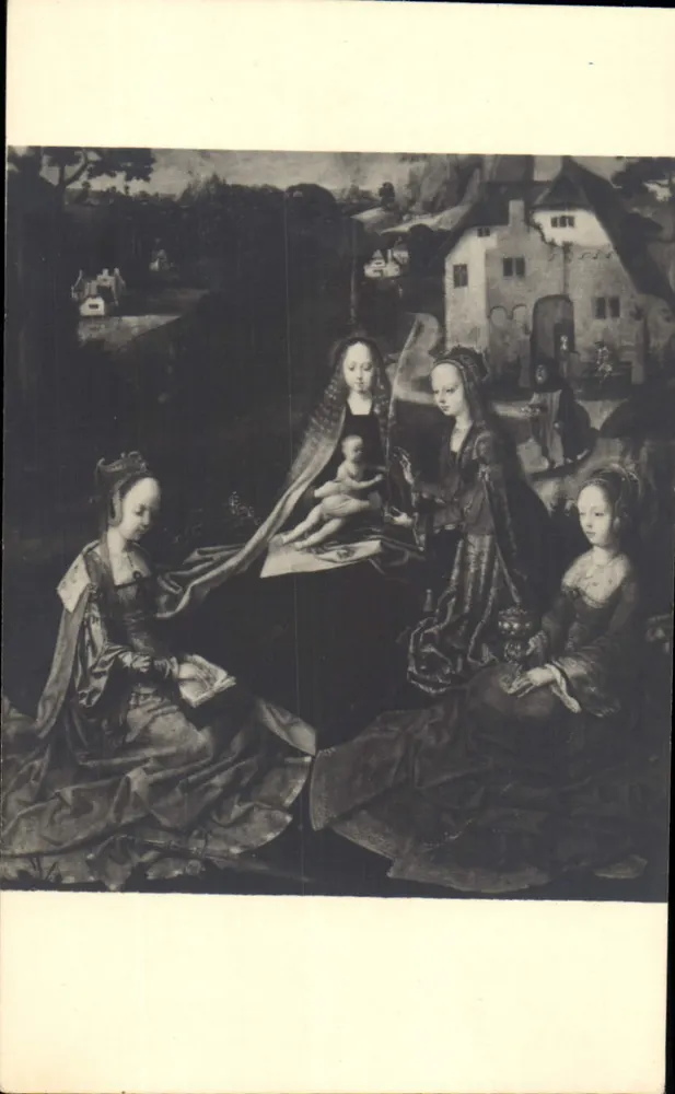 Casamento místico de Santa Catarina — Escola de Bruges — Bernadette de Courville - Frente
