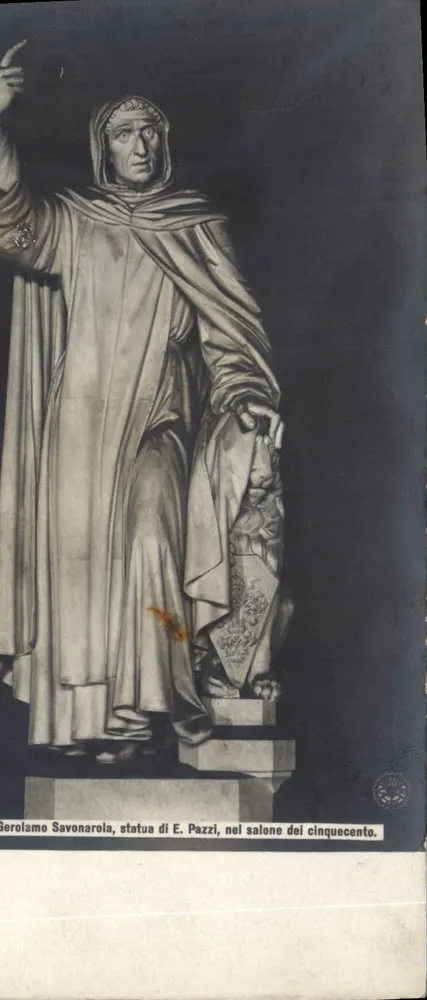 Gérolamo Savonarole — estátua de E. Pazzi, no salão dos cinquenta - Frente