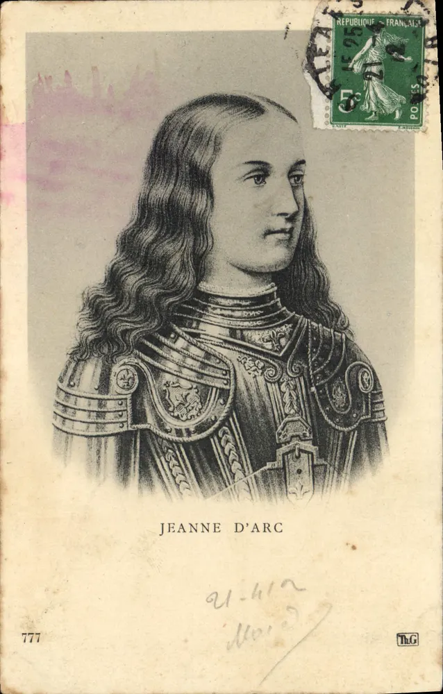 Joana d'Arc — retrato em armadura — Th.G, n° 777 - Frente