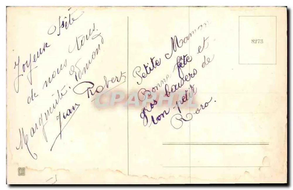 Arranjo de flores coloridas — Feliz aniversário — editor não identificado, n° de série 8273 - Verso