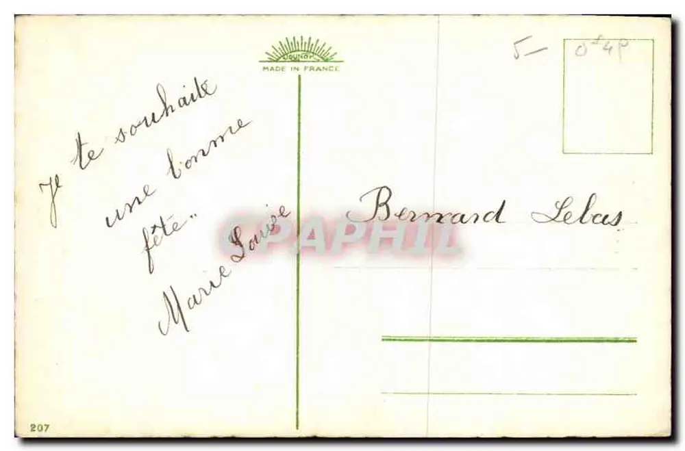 Bouquet van rozen en vlinder — Gelukkige verjaardag — uitgever Léopold, n°207 - Achterkant