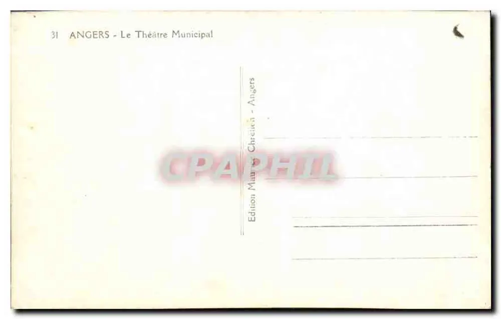 Angers - O Teatro Municipal — Edição Maurice Chretien, n°31 - Verso