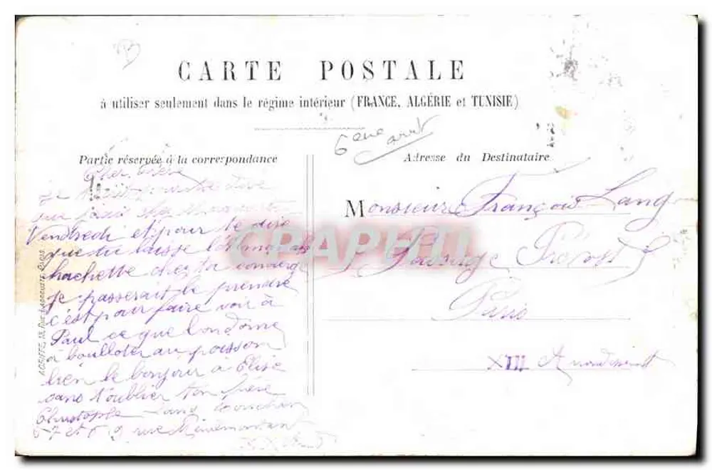 Palácio do Luxembourg — Paris — editor anônimo, n° 16 - Verso