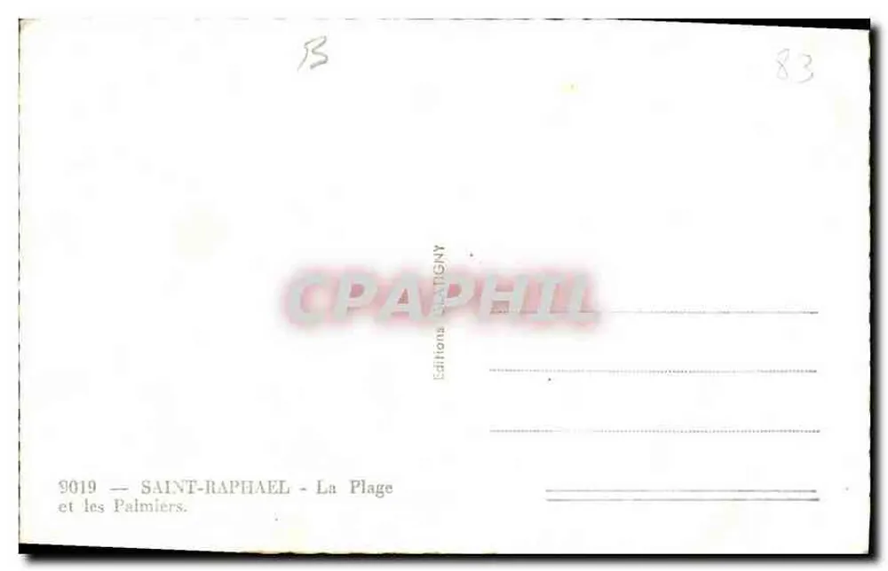 Saint-Raphaël — A Praia e os Palmeiras — Éditions Clatigny, n° 9019 - Verso