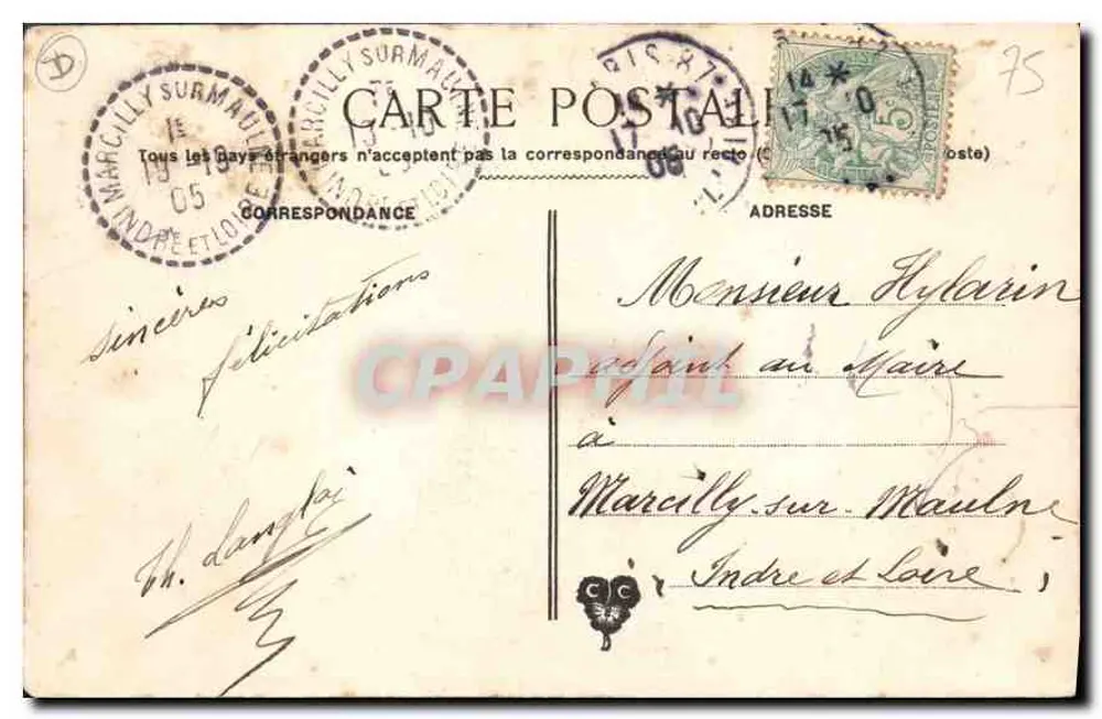 Paris — O Pont Alexandre III — Editora desconhecida, número de série não visível - Verso