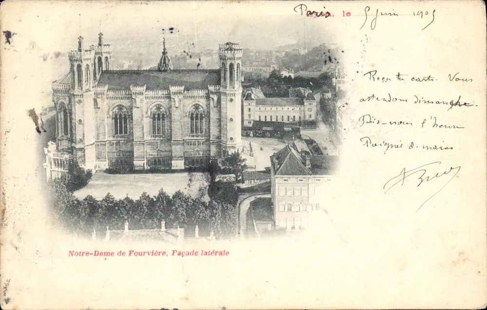 Nossa Senhora de Fourvière, Fachada lateral — Paris, 9 junho 1909 - Frente