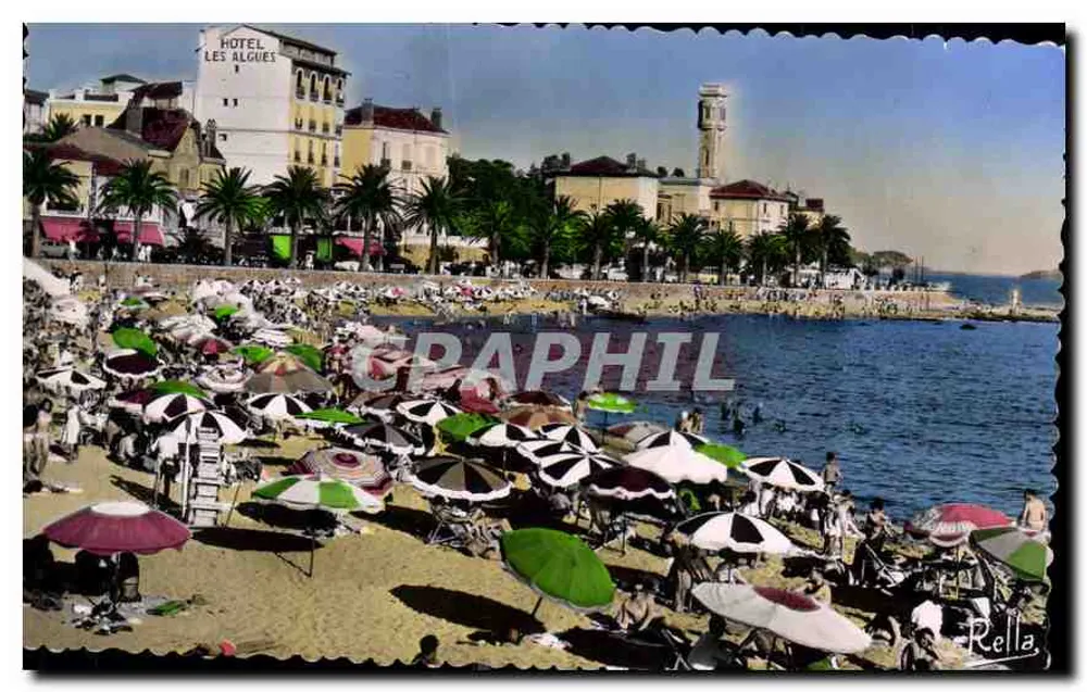 Praia de Saint-Raphaël — vista animada com o hotel Les Algues — Edições Rella n°1302 - Frente