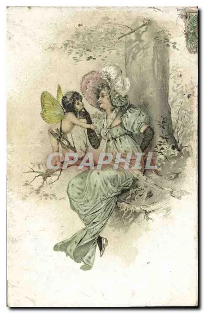 Fée et jeune fille — scène forestière — éditeur non visible - Vorderseite