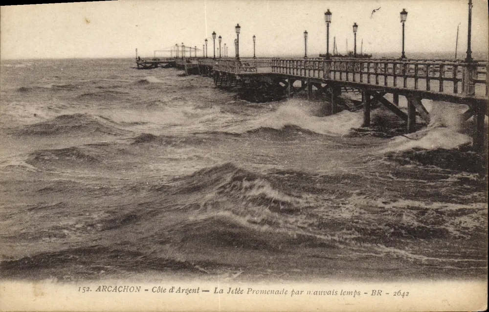 Arcachon - Côte d'Argent — Die Promenade am Hafen bei schlechtem Wetter — BR - 2642 - Vorderseite