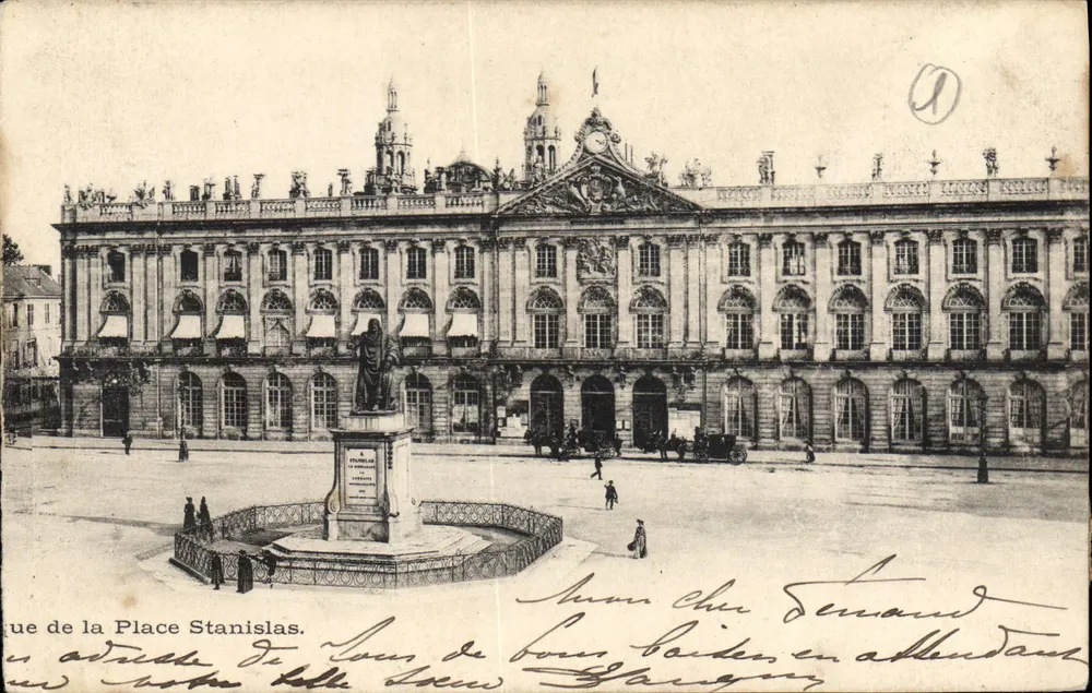 Place Stanislas — vista da praça com o monumento a Stanislas Leszczynski — editor não identificado - Frente