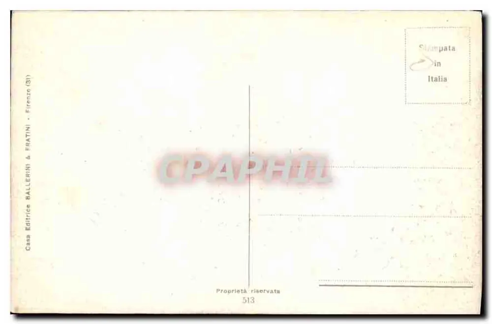Navire à voile entre rochers — carte d'anniversaire — Casa Editrice Ballerini & Fratini, n°513 - Verso