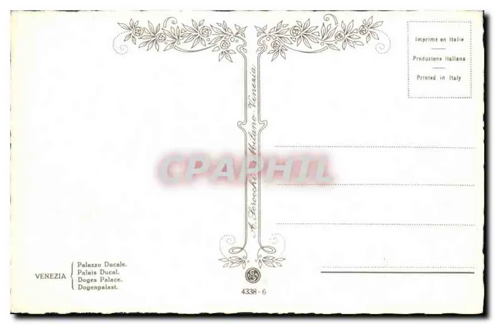 Veneza — Praça de São Marcos e Palácio dos Doges — editor Milanese, n° 4338-6 - Verso