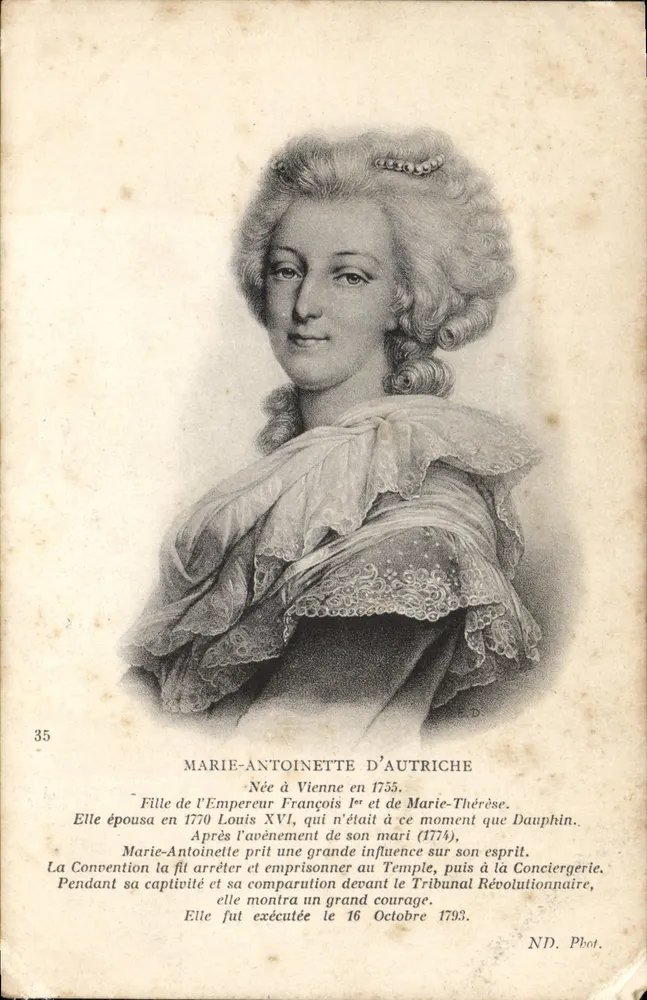 Marie-Antoinette da Áustria — Retrato — ND. Fot. n°35 - Frente